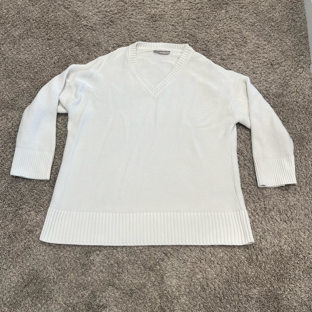 Everlane 100% cotton white V-neck sweater similar style women’s size extra large